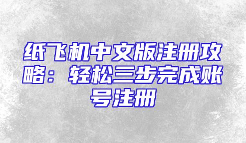 纸飞机中文版注册攻略：轻松三步完成账号注册