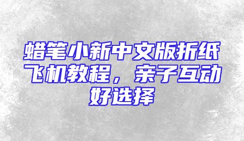 蜡笔小新中文版折纸飞机教程，亲子互动好选择