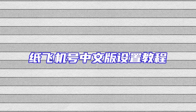 纸飞机号中文版设置教程