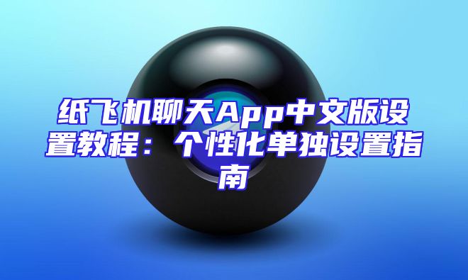 纸飞机聊天App中文版设置教程：个性化单独设置指南