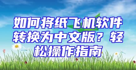 如何将纸飞机软件转换为中文版？轻松操作指南