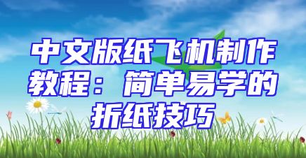 中文版纸飞机制作教程：简单易学的折纸技巧