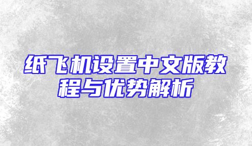 纸飞机设置中文版教程与优势解析