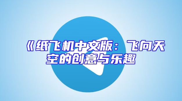 《纸飞机中文版：飞向天空的创意与乐趣