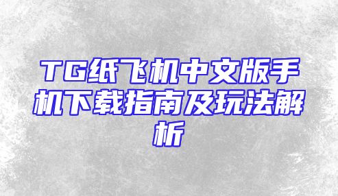 TG纸飞机中文版手机下载指南及玩法解析