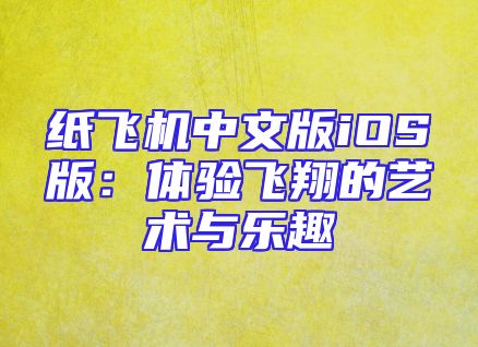 纸飞机中文版iOS版：体验飞翔的艺术与乐趣