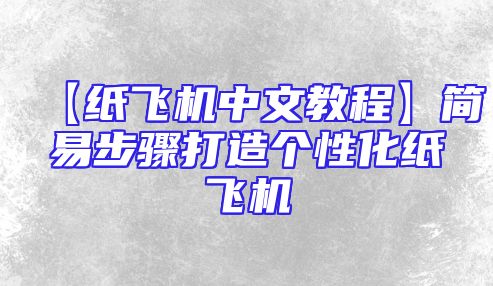 【纸飞机中文教程】简易步骤打造个性化纸飞机