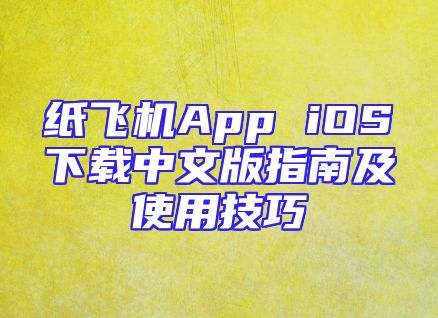 纸飞机App iOS下载中文版指南及使用技巧