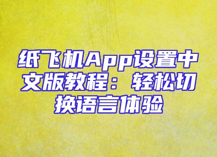 纸飞机App设置中文版教程：轻松切换语言体验